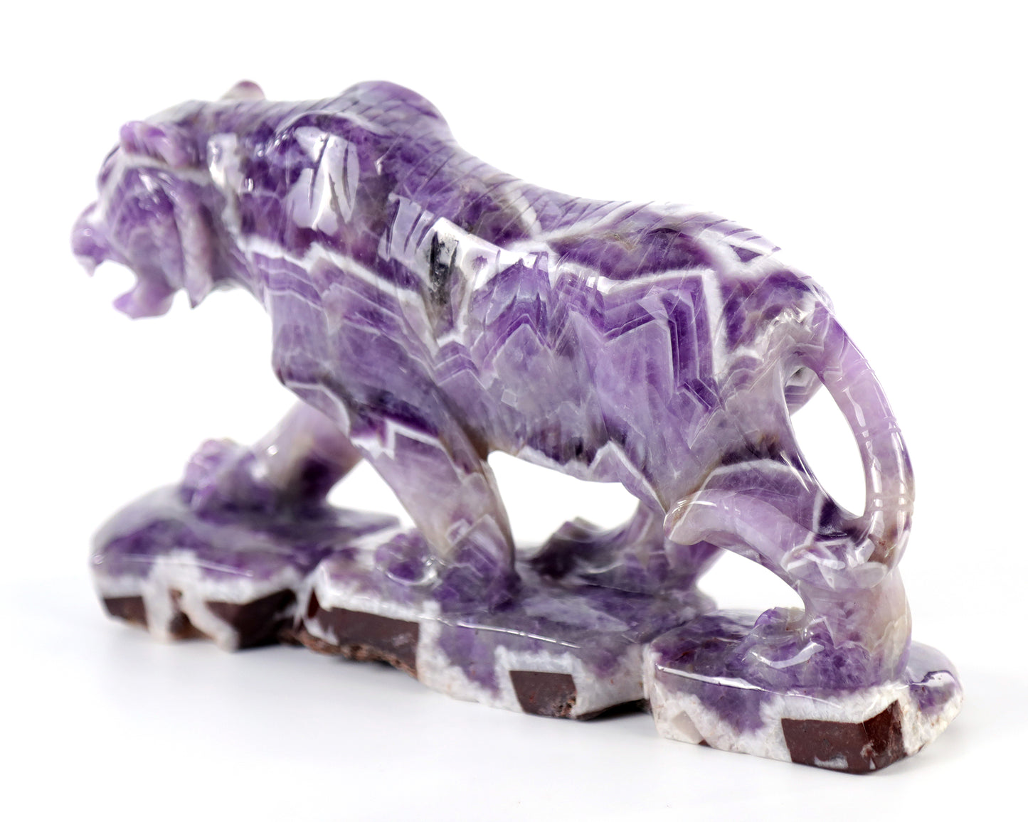 Amazing 8.9" Dream Amethyst Hand Carved Crystal Tiger Sculpture Crystallumi