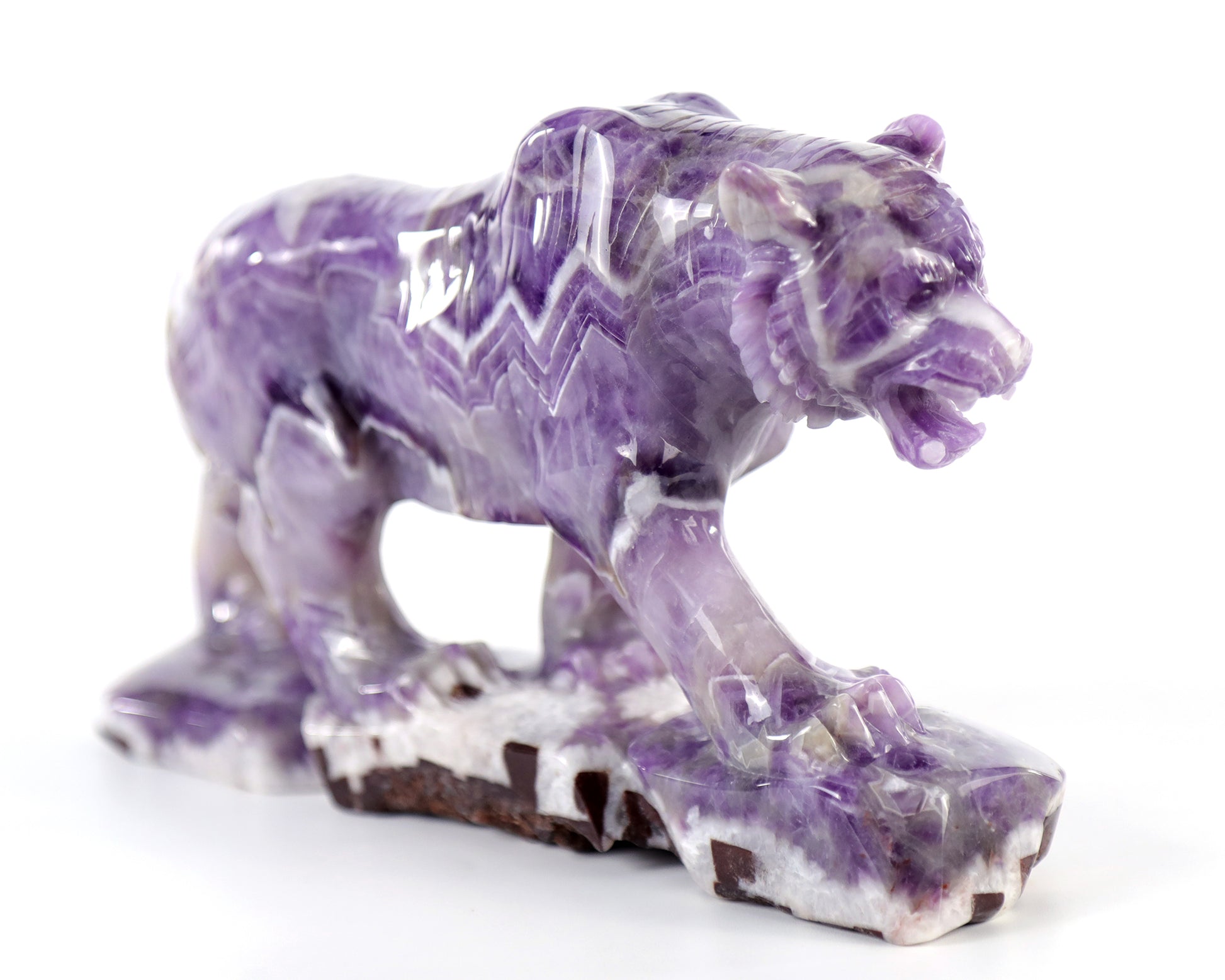 Amazing 8.9" Dream Amethyst Hand Carved Crystal Tiger Sculpture Crystallumi