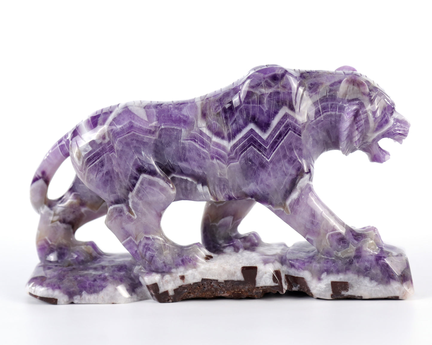 Amazing 8.9" Dream Amethyst Hand Carved Crystal Tiger Sculpture Crystallumi