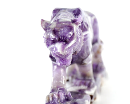 Amazing 8.9" Dream Amethyst Hand Carved Crystal Tiger Sculpture Crystallumi