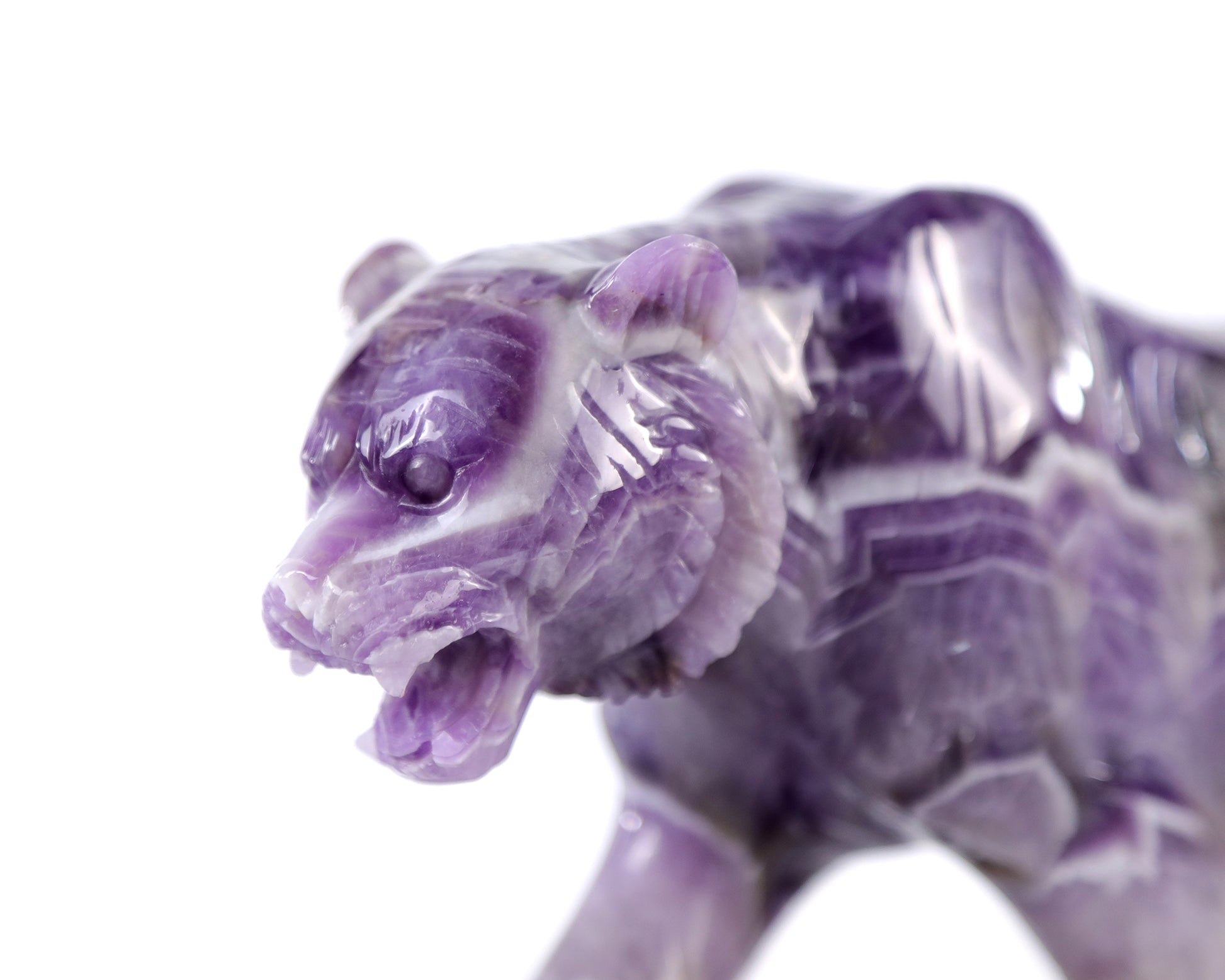 Amazing 8.9" Dream Amethyst Hand Carved Crystal Tiger Sculpture Crystallumi