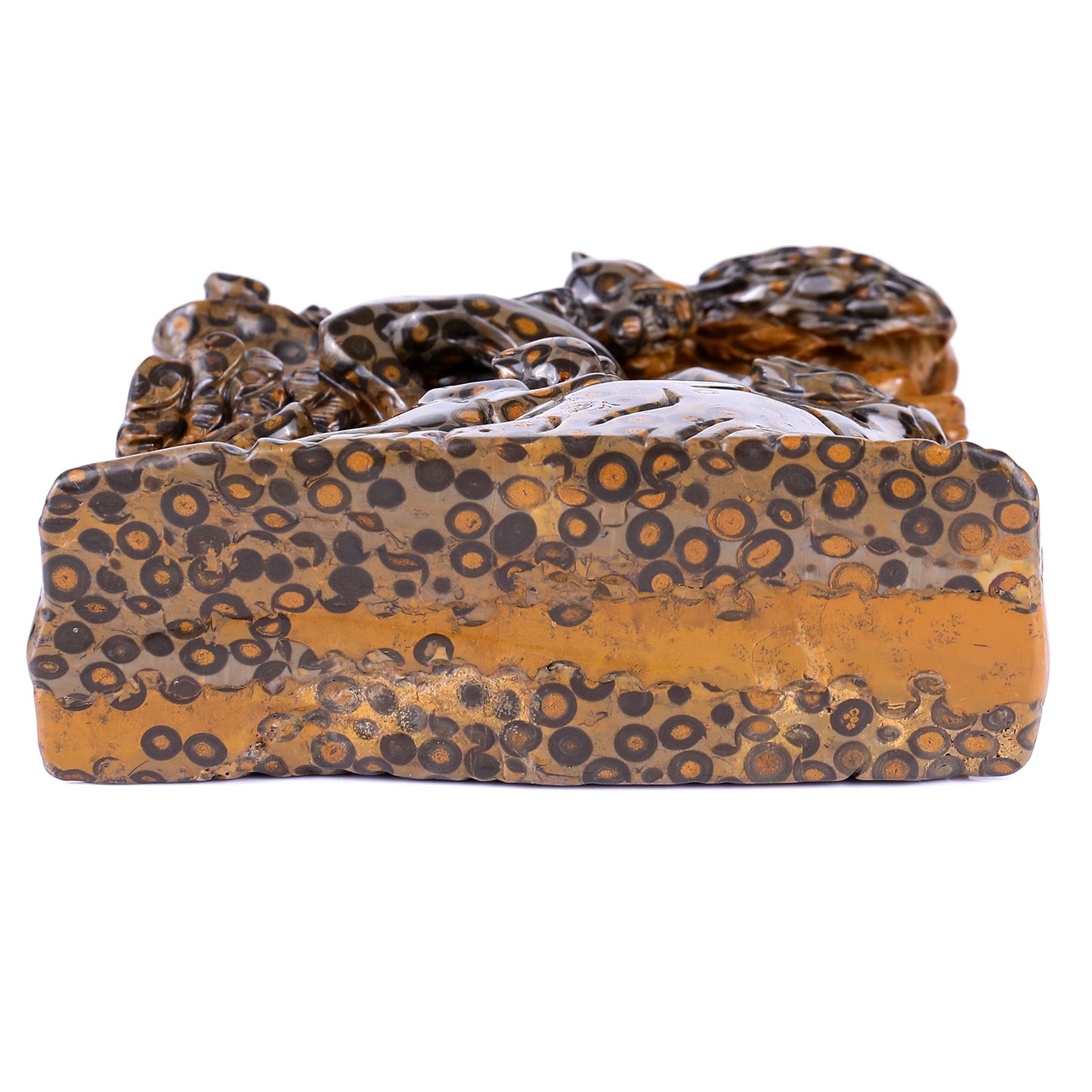 Amazing 9.3" Leopard Skin Jasper Hand Carved Crystal Leopards & Monkeys Sculpture Crystallumi