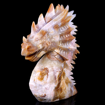 Amazing 9.8" Chalcedony Hand Carved Crystal Dragon Sculpture Crystallumi