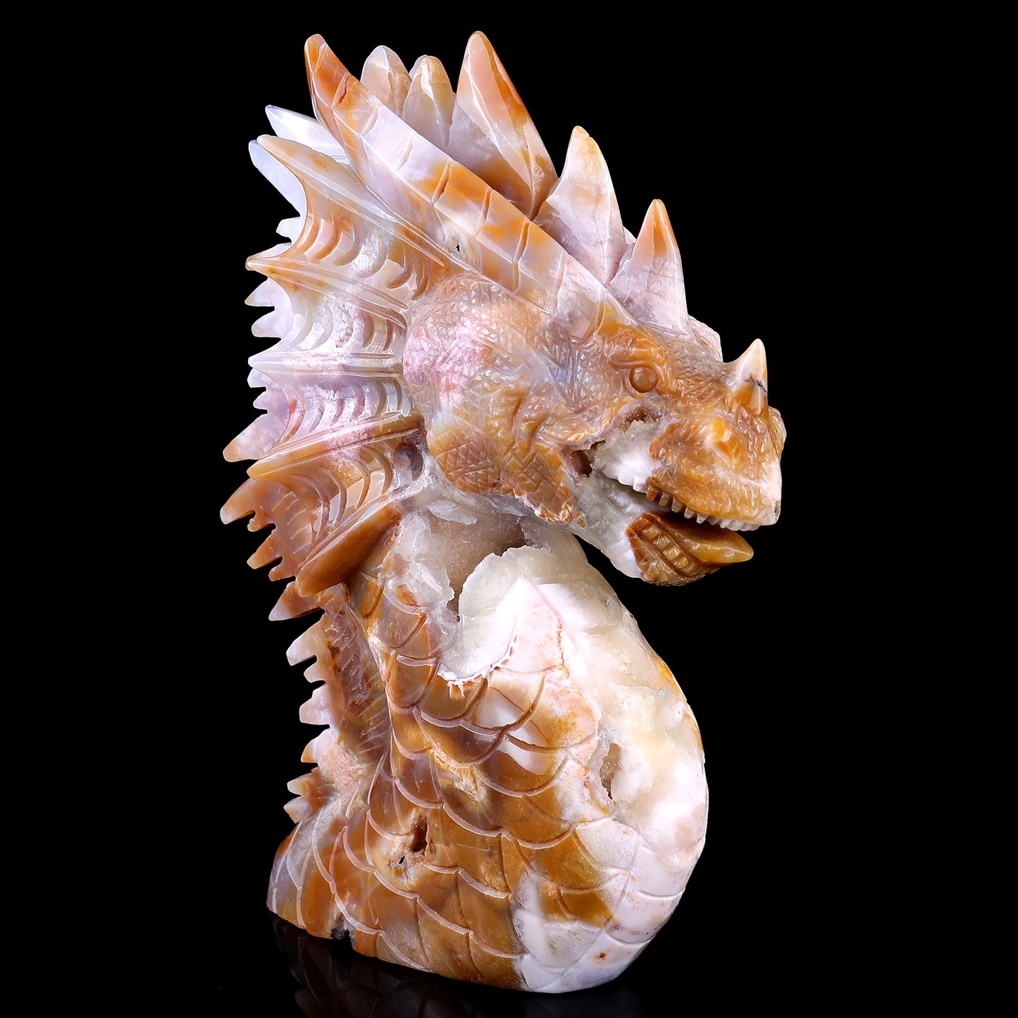 Amazing 9.8" Chalcedony Hand Carved Crystal Dragon Sculpture Crystallumi