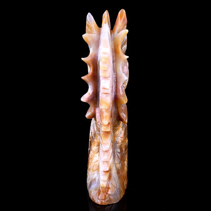 Amazing 9.8" Chalcedony Hand Carved Crystal Dragon Sculpture Crystallumi