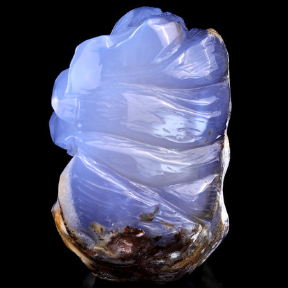 Amazing Gemstone 6.1" Blue Chalcedony Hand Carved Crystal Lion Head Sculpture Crystallumi