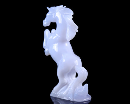 Amazing Gemstone 6.3" Blue Chalcedony Hand Carved Crystal Horse Sculpture Crystallumi