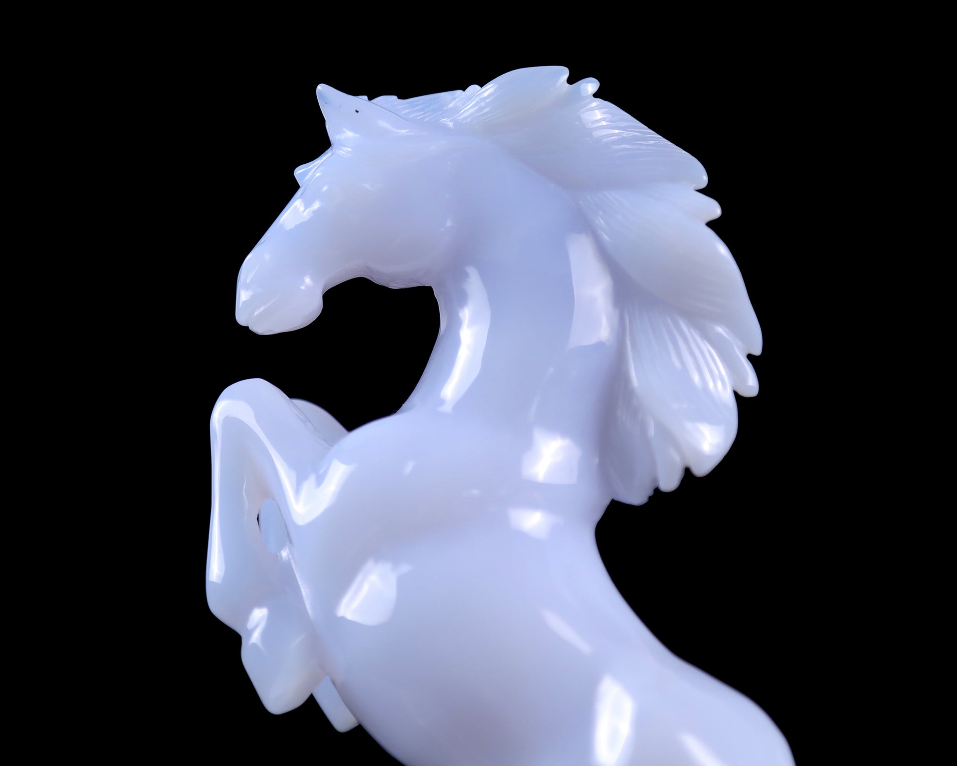 Amazing Gemstone 6.3" Blue Chalcedony Hand Carved Crystal Horse Sculpture Crystallumi