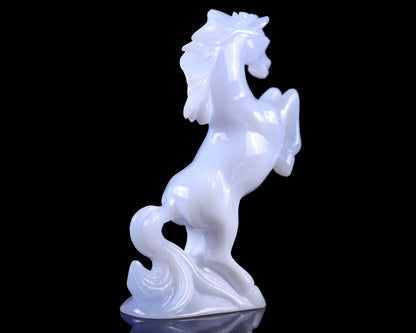 Amazing Gemstone 6.3" Blue Chalcedony Hand Carved Crystal Horse Sculpture Crystallumi