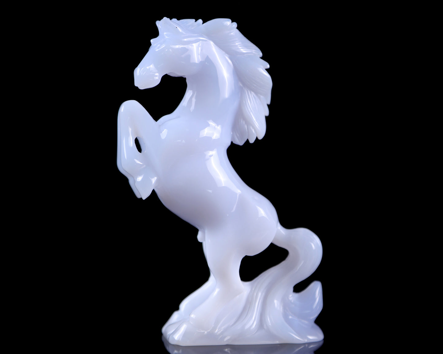 Amazing Gemstone 6.3" Blue Chalcedony Hand Carved Crystal Horse Sculpture Crystallumi