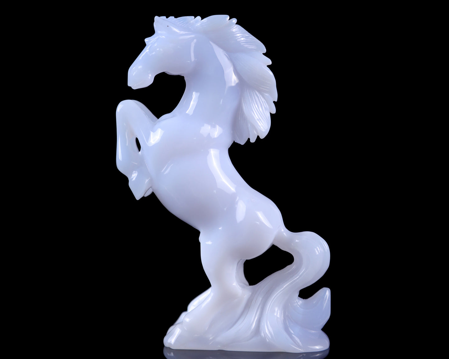 Amazing Gemstone 6.3" Blue Chalcedony Hand Carved Crystal Horse Sculpture Crystallumi