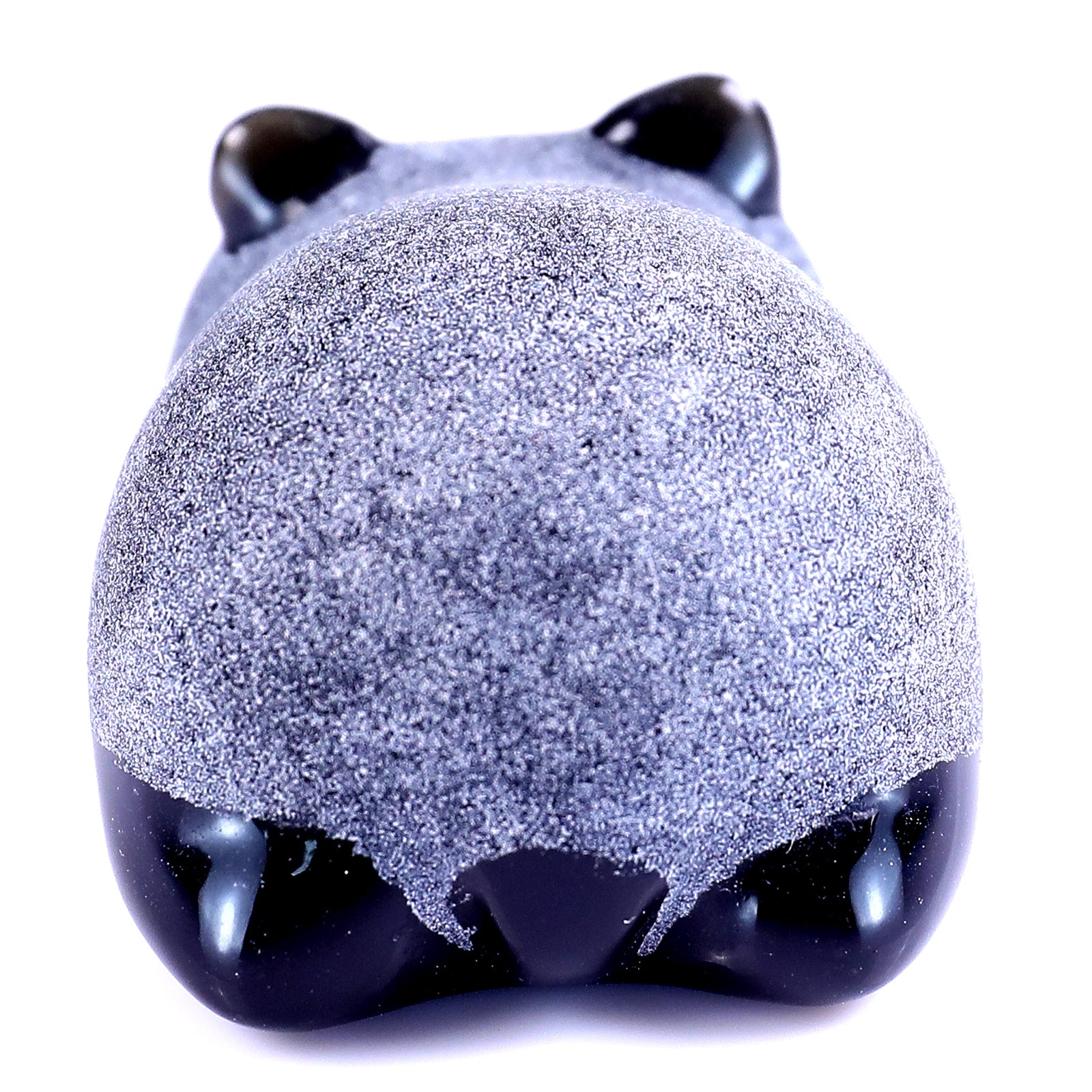 Cute 1.9" Black Obsidian Hand Carved Crystal Panda Sculpture Crystallumi