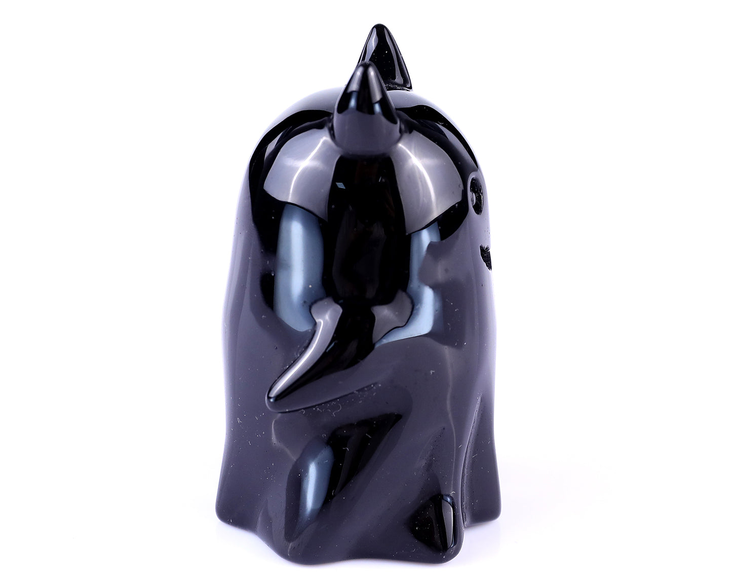 Cute 3.0" Black Obsidian Hand Carved Crystal Ghost Sculpture,Halloween Gift Crystallumi