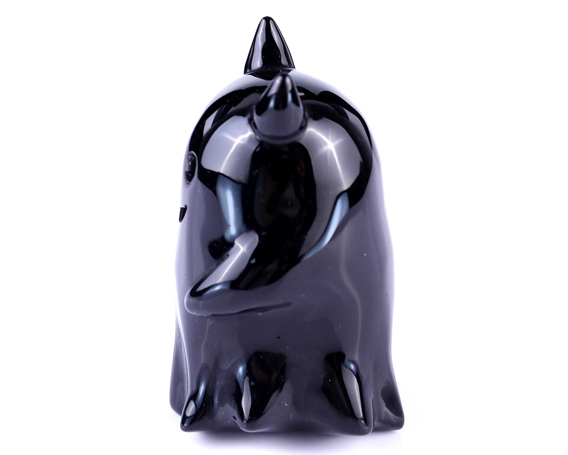 Cute 3.0" Black Obsidian Hand Carved Crystal Ghost Sculpture,Halloween Gift Crystallumi