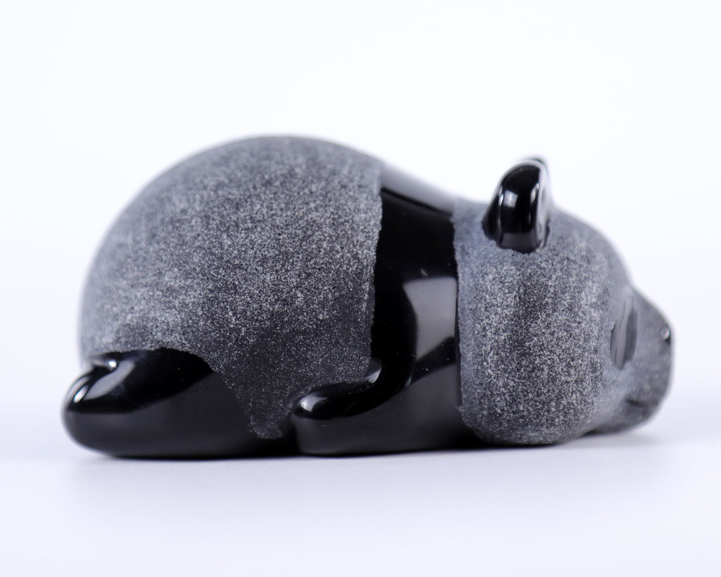 Cute 3.0" Black Obsidian Hand Carved Crystal Panda Sculpture Crystallumi