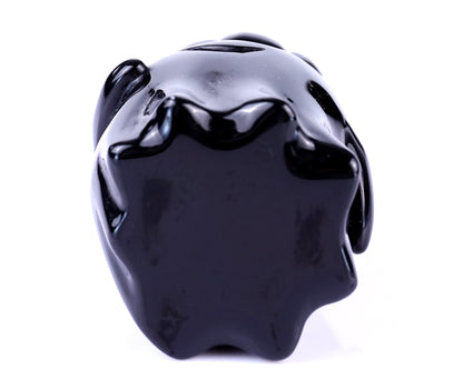 Cute 3.0" Black Obsidian Hand Carved Crystal Pumpkin Ghost Sculpture,Halloween Gift Crystallumi