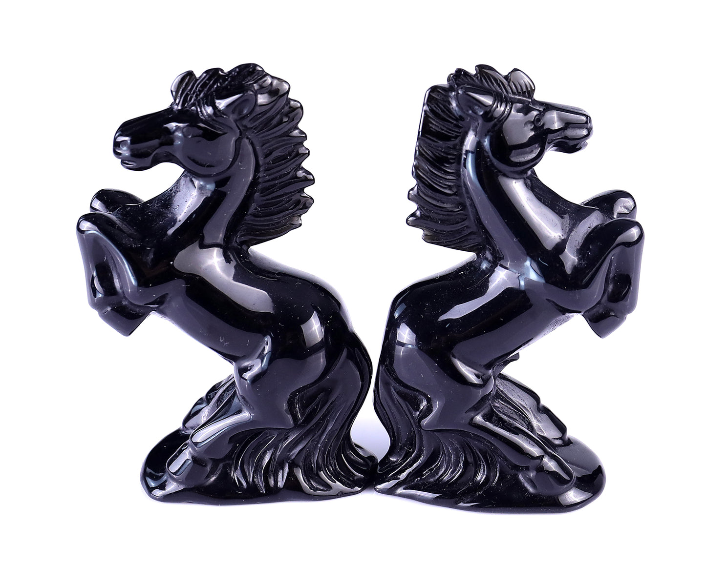 Natural Black Obsidian Hand Carved Crystal Horse Sculpture Crystallumi