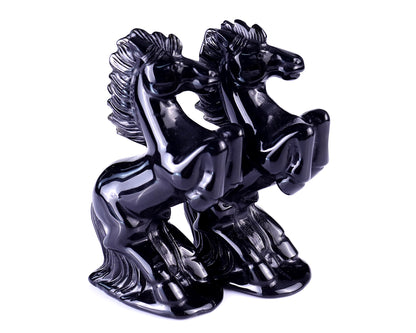 Natural Black Obsidian Hand Carved Crystal Horse Sculpture Crystallumi