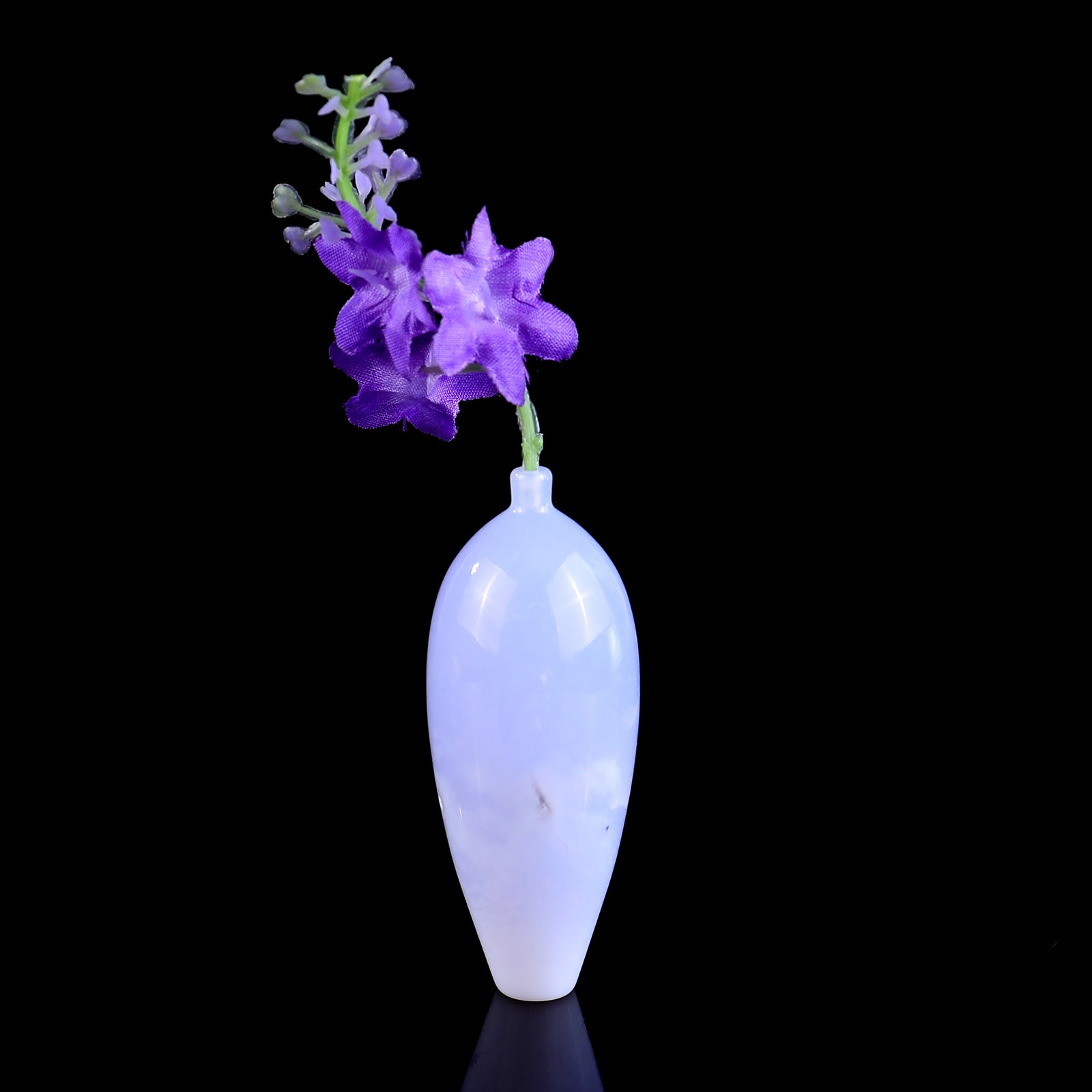 Natural Blue Chalcedony Hand Carved Crystal Vase, Incense Holder Sculpture Crystallumi