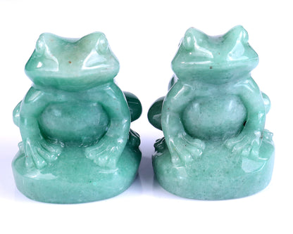 Natural Green Aventurine Hand Carved Crystal Frog Sculpture Crystallumi