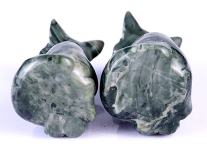 Natural Jiulong Jade Hand Carved Crystal Fox Sculpture Crystallumi