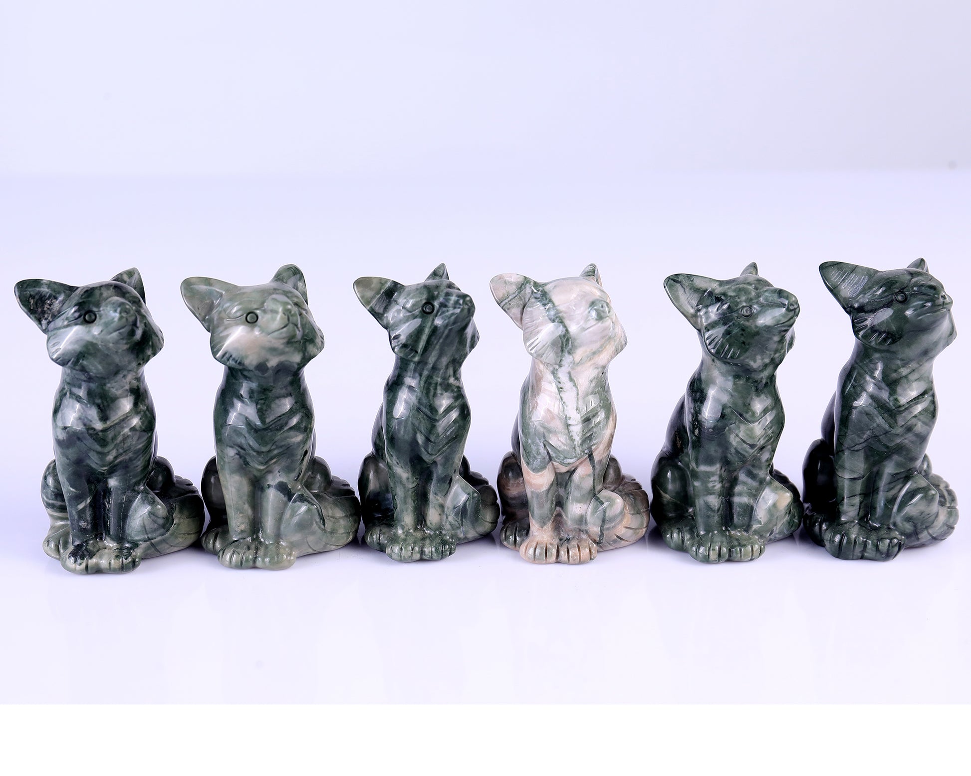 Natural Jiulong Jade Hand Carved Crystal Fox Sculpture Crystallumi