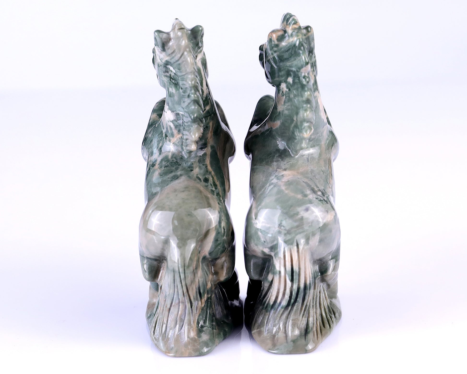 Natural Jiulong Jade Hand Carved Crystal Horse Sculpture Crystallumi