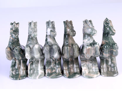 Natural Jiulong Jade Hand Carved Crystal Horse Sculpture Crystallumi