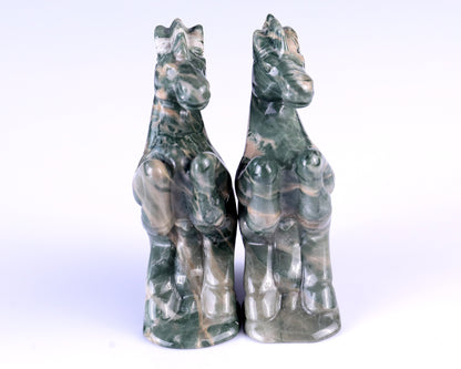 Natural Jiulong Jade Hand Carved Crystal Horse Sculpture Crystallumi