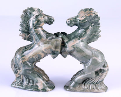 Natural Jiulong Jade Hand Carved Crystal Horse Sculpture Crystallumi