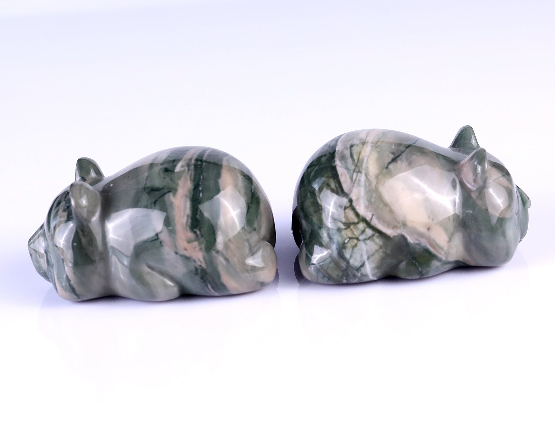 Natural Jiulong Jade Hand Carved Crystal Panda Sculpture Crystallumi