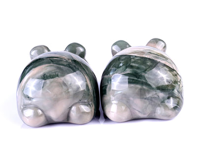 Natural Jiulong Jade Hand Carved Crystal Panda Sculpture Crystallumi