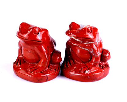 Natural Red Jasper Hand Carved Crystal Frog Sculpture Crystallumi