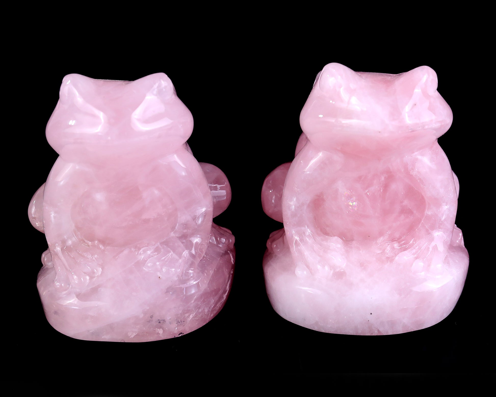 Natural Rose Quartz Hand Carved Crystal Frog Sculpture Crystallumi