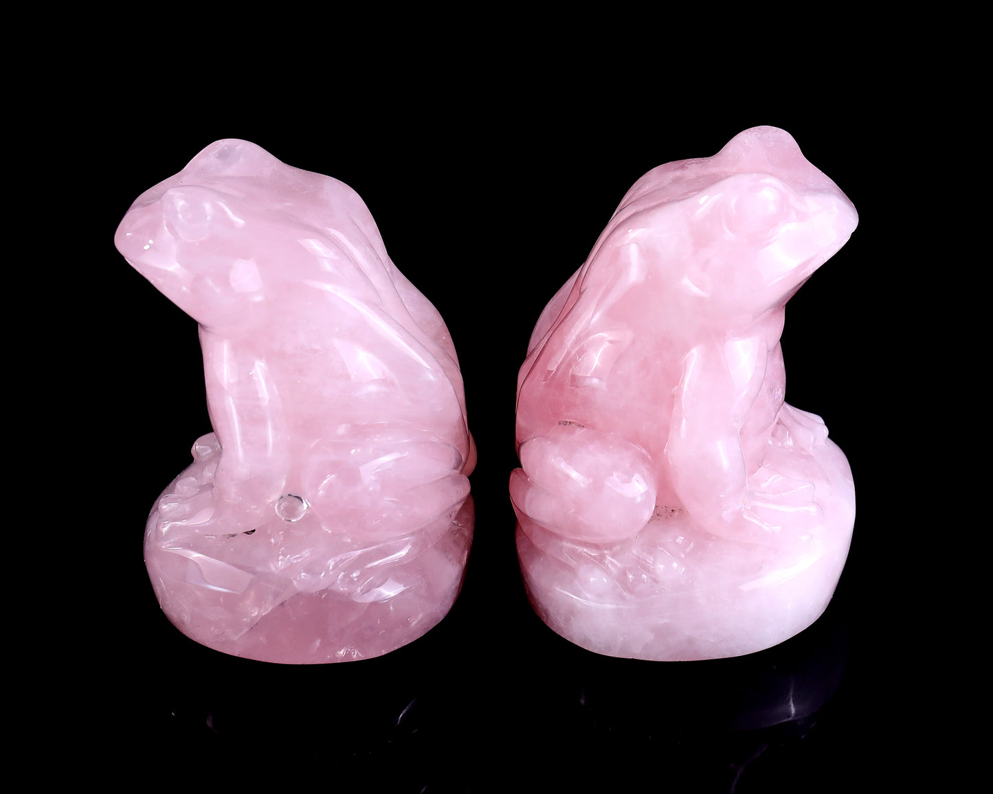 Natural Rose Quartz Hand Carved Crystal Frog Sculpture Crystallumi