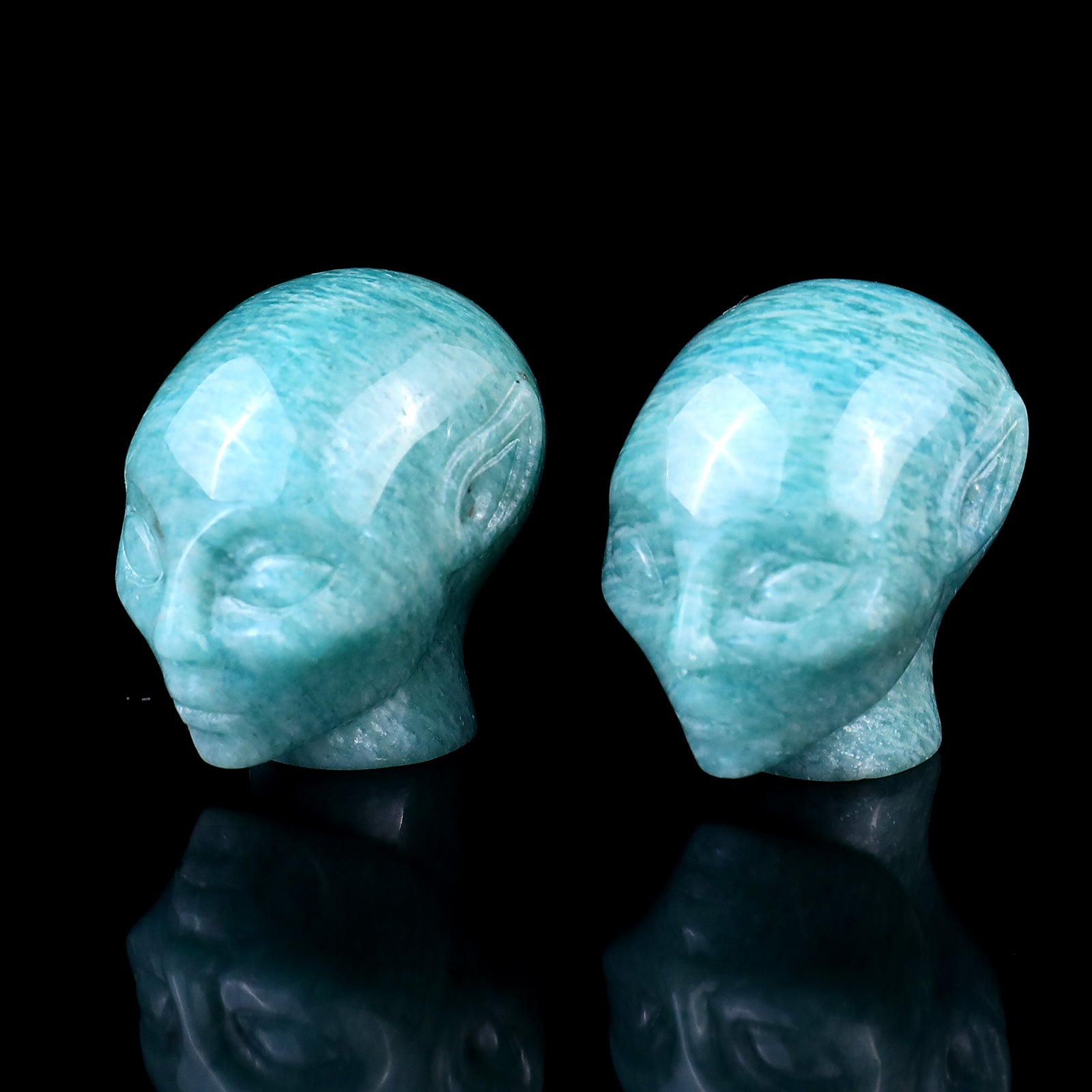 Nice 1.5" Amazonite Hand Carved Crystal Elf Alien Sculpture Crystallumi