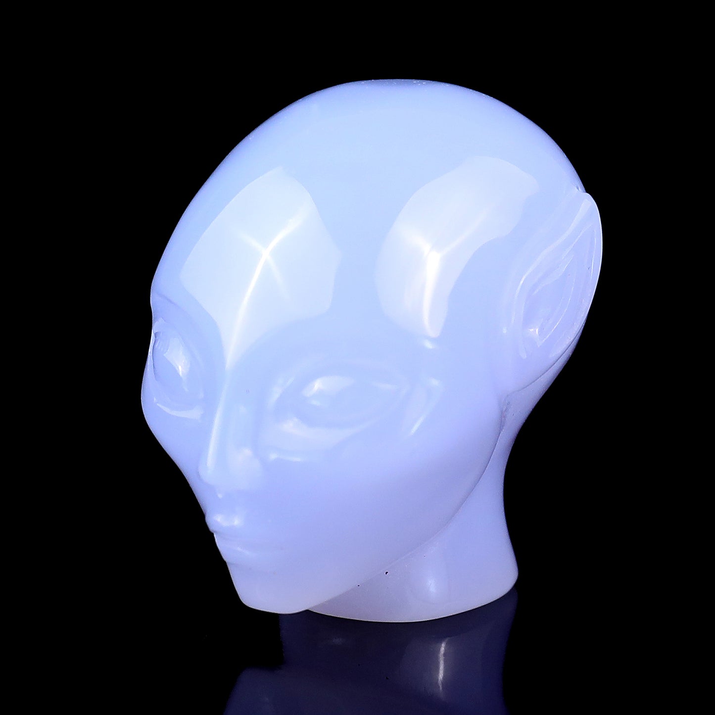 Nice 1.5" Blue Chalcedony Hand Carved Crystal Elf Alien Sculpture Crystallumi