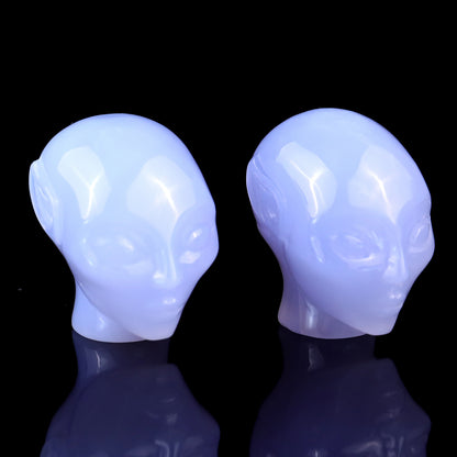 Nice 1.5" Blue Chalcedony Hand Carved Crystal Elf Alien Sculpture Crystallumi