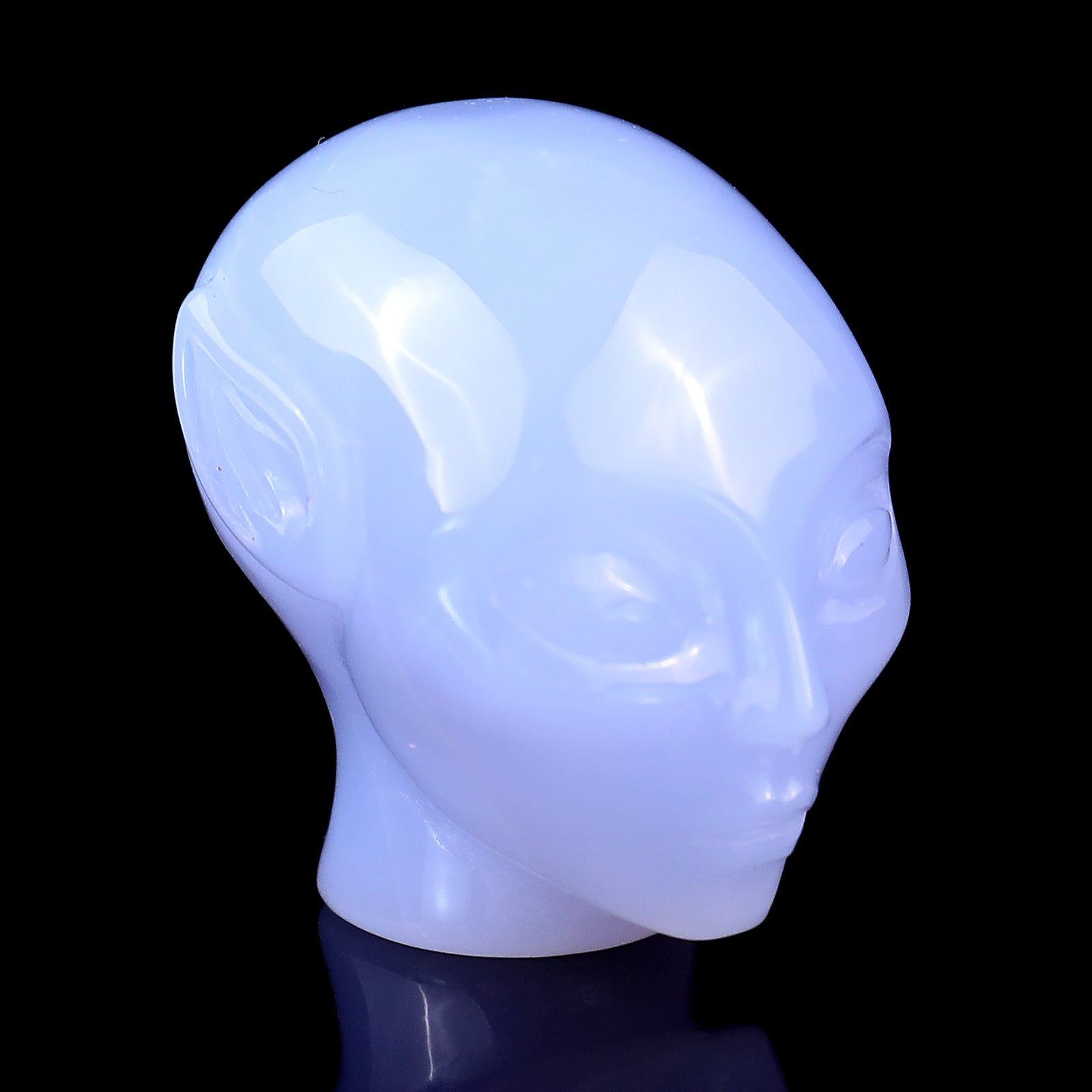 Nice 1.5" Blue Chalcedony Hand Carved Crystal Elf Alien Sculpture Crystallumi