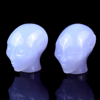 Nice 1.5" Blue Chalcedony Hand Carved Crystal Elf Alien Sculpture Crystallumi