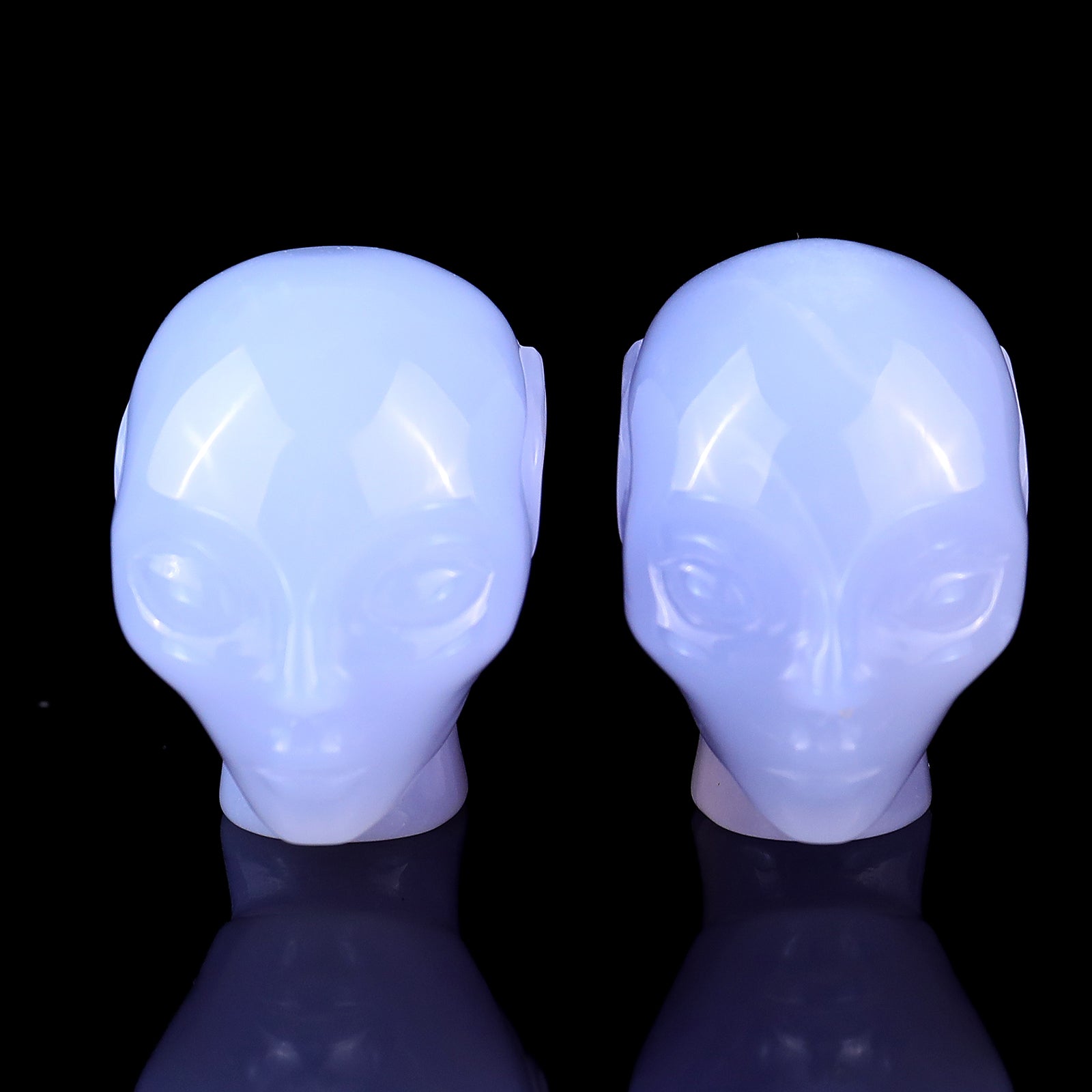 Nice 1.5" Blue Chalcedony Hand Carved Crystal Elf Alien Sculpture Crystallumi