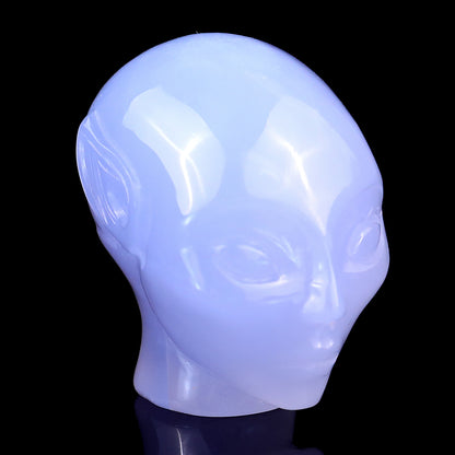 Nice 1.5" Blue Chalcedony Hand Carved Crystal Elf Alien Sculpture Crystallumi