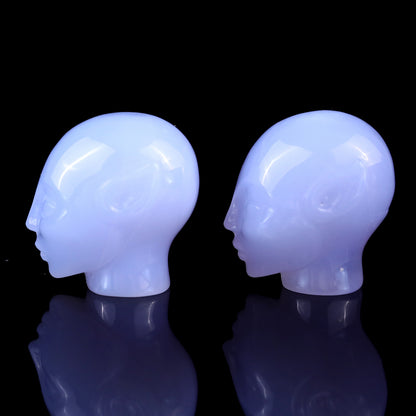 Nice 1.5" Blue Chalcedony Hand Carved Crystal Elf Alien Sculpture Crystallumi