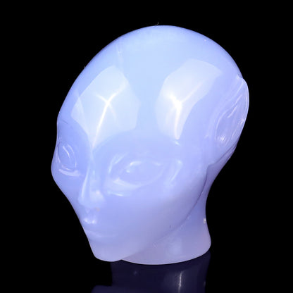 Nice 1.5" Blue Chalcedony Hand Carved Crystal Elf Alien Sculpture Crystallumi