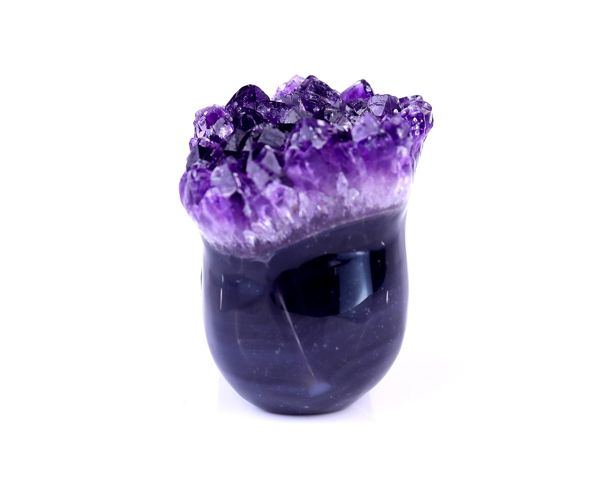 Nice 2.3" Amethyst Druse Agate Hand Carved Crystal Mineral Specimen Skull Sculpture Crystallumi