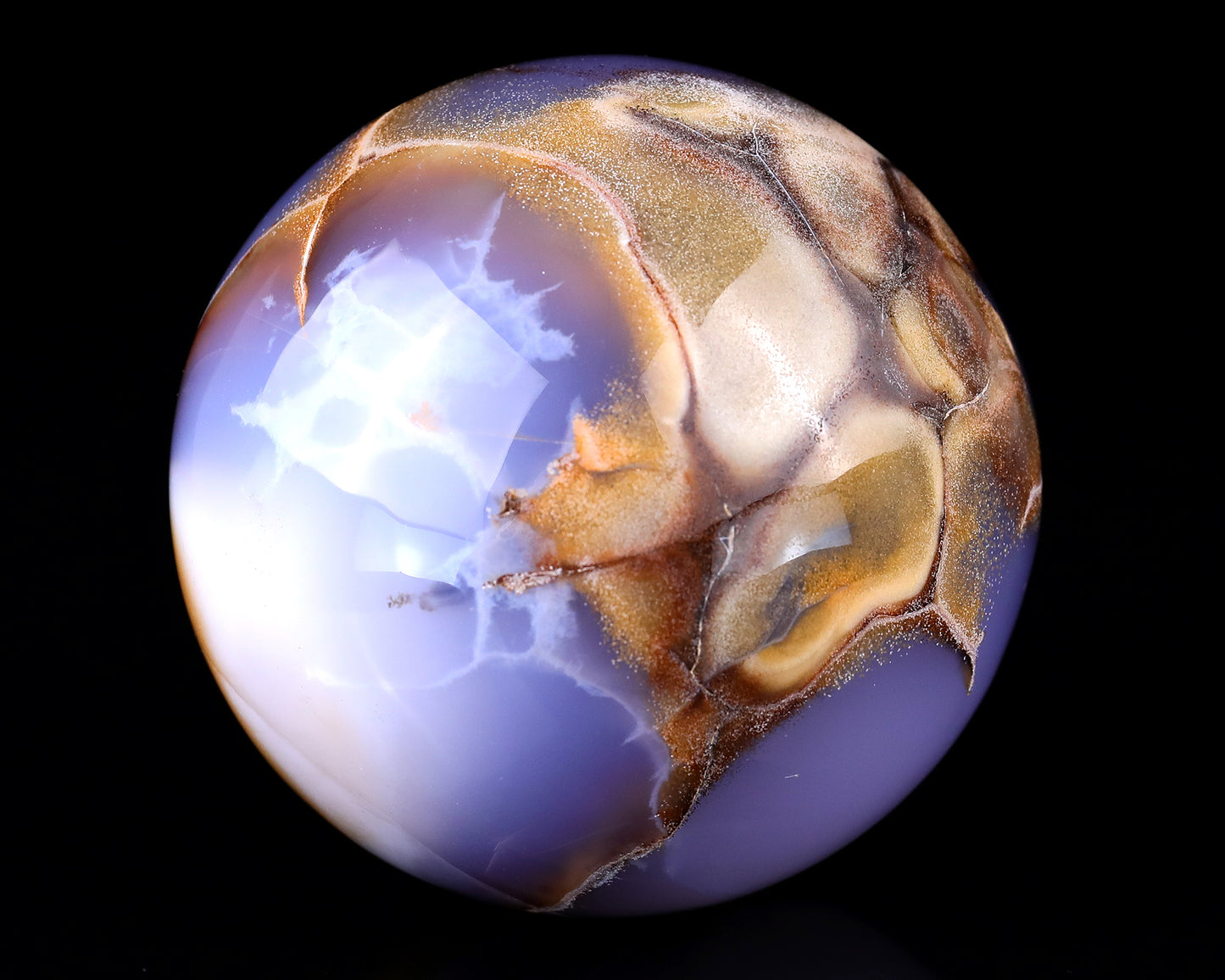 Nice 85mm Blue Chalcedony Hand Carved Crystal Sphere Crystallumi