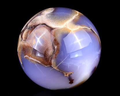 Nice 85mm Blue Chalcedony Hand Carved Crystal Sphere Crystallumi