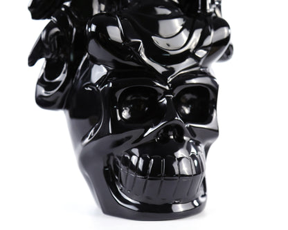 Unique 15.3" Black Obsidian Hand Carved Crystal Realistic Skull King Sculpture Crystallumi