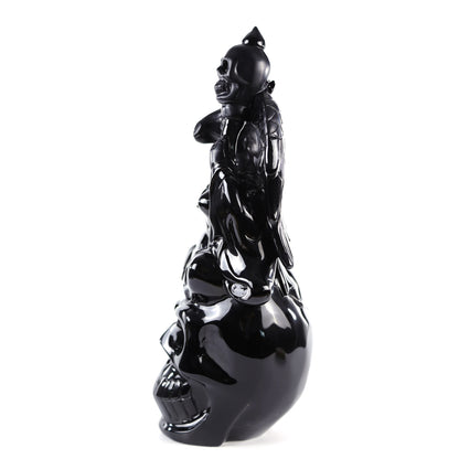 Unique 15.3" Black Obsidian Hand Carved Crystal Realistic Skull King Sculpture Crystallumi