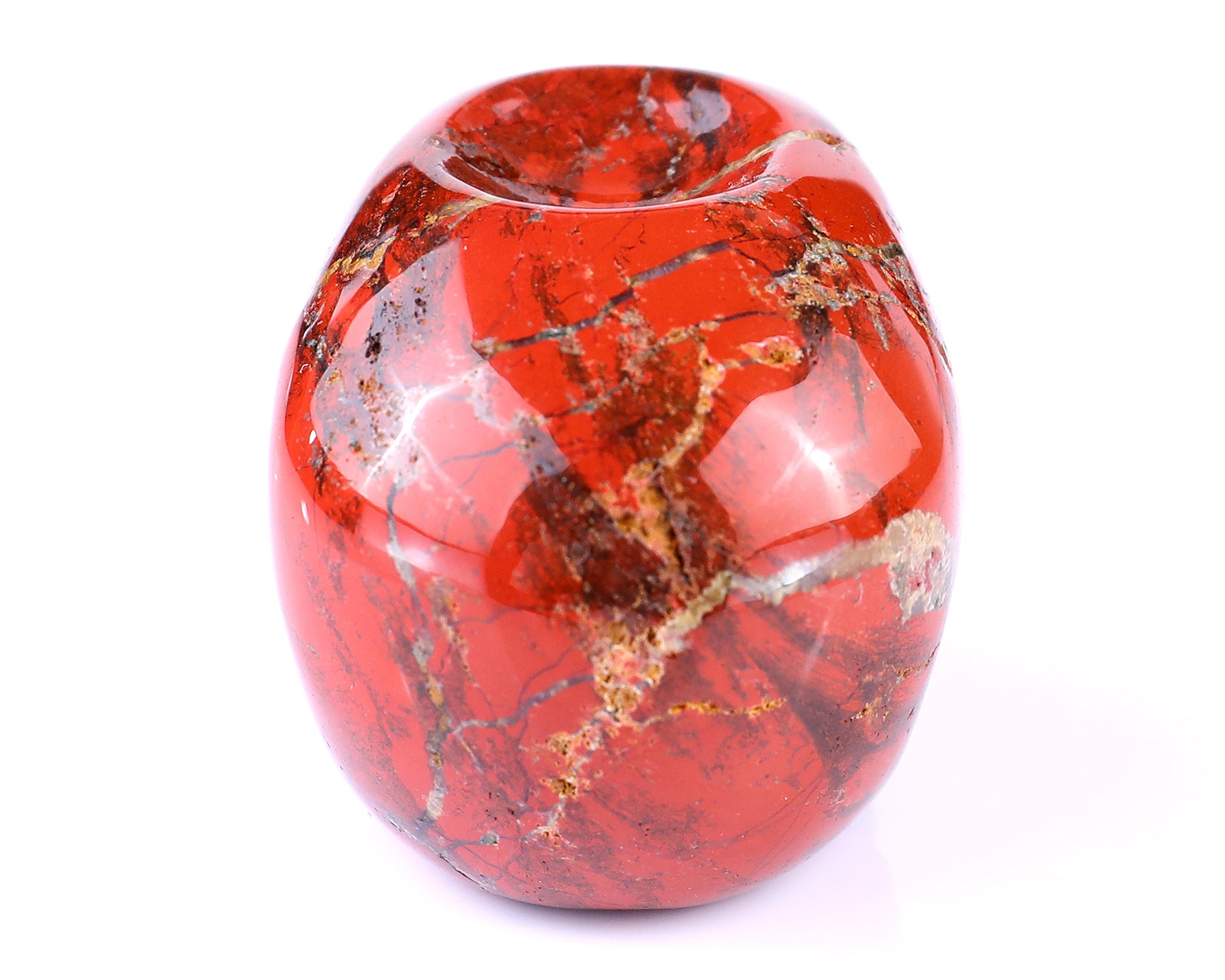 Unique 2.4" Red Jasper Hand Carved Crystal Realistic Skull Sphere Holder Sculpture Crystallumi